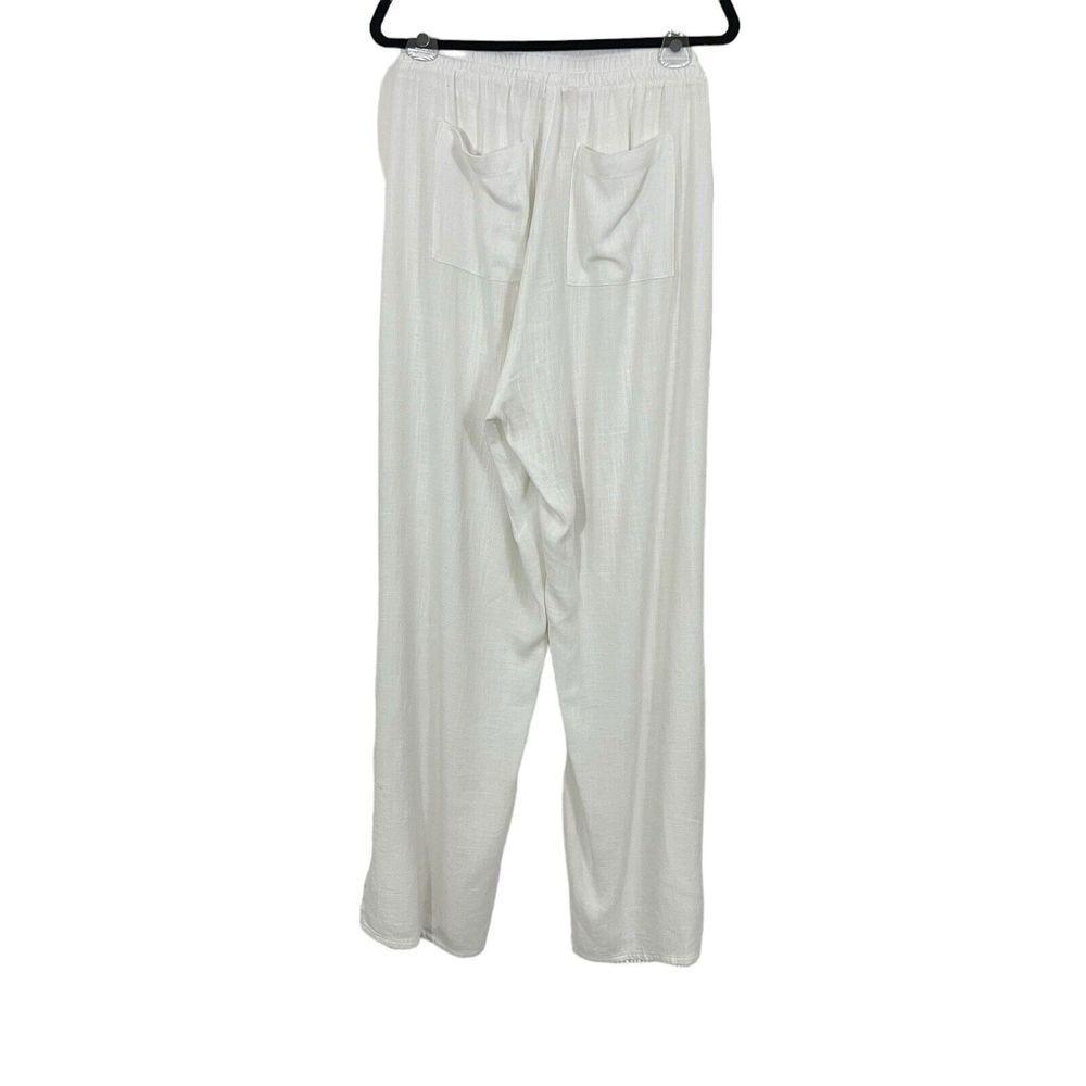 Soft Surroundings Womens Size 1X White Linen Blend Pull On Split Hem Pants - Picture 3 of 5